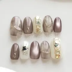 No.2225 現品販売！ネイルチップ　グレージュ/ニュアンス/マグネット