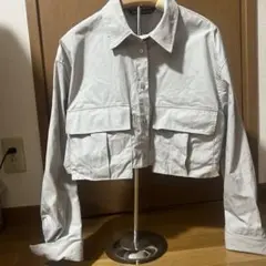 ZARA ライトグレー クロップド丈シャツ M