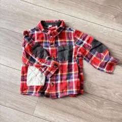 子供服　80cm
襟付き長袖シャツ　ネルシャツ　赤チェック柄