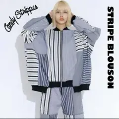 キャンディ★CND JUMBLE STRIPE BLOUSON /BLACKのサムネイル