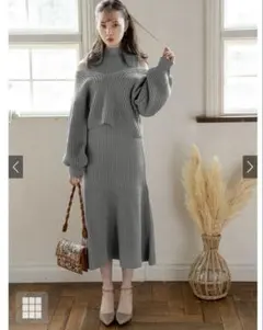 グレイル VネックトップスXハイネックワンピースニットセット mb1230
