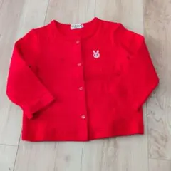 赤いウサギ刺繍カーディガン