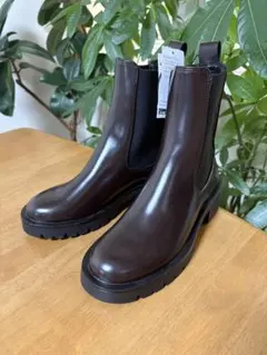 ZARAサイドゴアブーツ ダークブラウン 厚底 新品