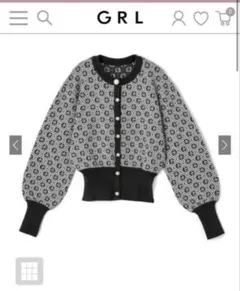 GRL モノグラム柄ニットカーディガン M