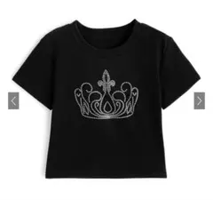 【即日配送】ラインストーンロゴショート丈Tシャツ