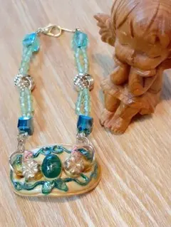 【Acs.28.】メノウのカボションを使った まるでガーデンみたいなブレスレット