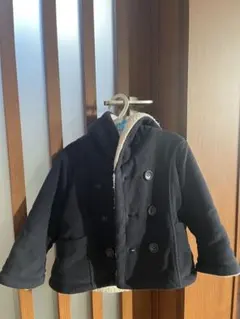 ネイビー ダブルボタン フード付き アウター