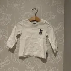 SHIPS ベビー 長袖Tシャツ テディベア刺繍 ホワイト