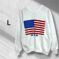 フルーツオブザルーム　アメリカフラッグ　クルーネックスウェット　トレーナー