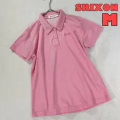【SRIXON】半袖ポロシャツ　ワンポイント　ロゴ刺繍　ピンク　ボーダー柄　Mのサムネイル
