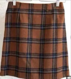 #美品 チェック柄 台形ミニスカート 秋冬 ウール風 M 定価5489円