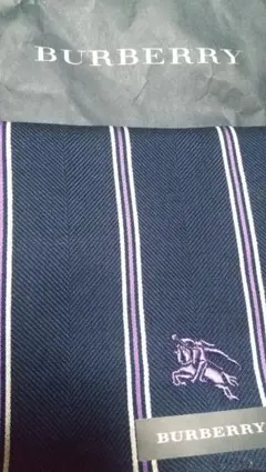 BURBERRY ネイビー ストライプ ハンカチ
