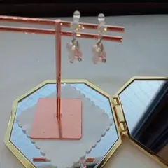 イヤリング　ハンドメイド　ローズクォーツ、チェリークォーツ　新品　クリスタル