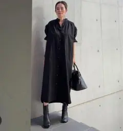 Gracegray シャツワンピース　綿　Julynineパフスリーブ