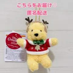 ディズニークリスマス 2024 プーさん ぬいぐるみバッジ ぬいば 匿名配送