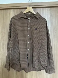 U.S. POLO ASSN. 長袖シャツ L ブラウン系チェック