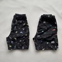 140 グローバルワーク 恐竜 宇宙柄 ハーフパンツ 黒　軽量　速乾　半ズボン