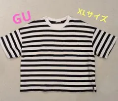 GU ボーダー柄 半袖Tシャツ ポケット付き XLサイズのサムネイル