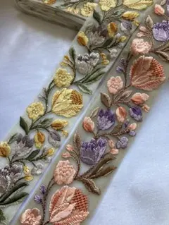 インド刺繍リボン 50cmカット 2本セット SALE インドリボン 刺繍