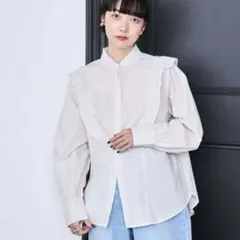 【美品✨️】coenコーエンソフトタッチブロード縦フリルシャツブラウスのサムネイル