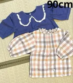 しまむら juo チェック柄刺繍ブラウス＆フリルブラウス 2点セット