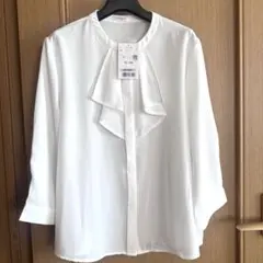 ハニーズ　白　フリルブラウス　ボウタイブラウス　七分袖　M 新品