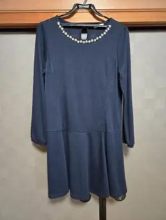 レディース　長袖　ワンピース　紺色