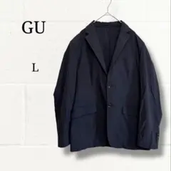 GU ジーユー テーラードジャケット Lサイズ ブラック ナイロン ストレッチ