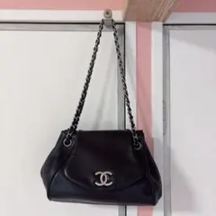 レア　CHANEL シャネル　チェーンショルダーバッグ　ココマーク　ラムスキン