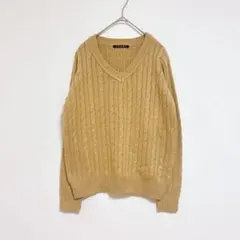 イング　ニット　長袖　M ベージュ　ケーブル編み　シンプル　秋　冬　カジュアル