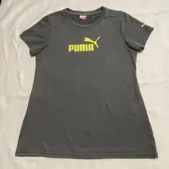 プーマ PUMA Tシャツ 半袖 チャコールグレー 黄色ロゴ M