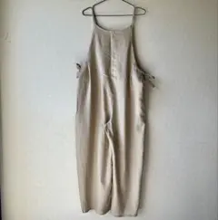 earth music&ecology リネン混サロペット ベージュ Fサイズ