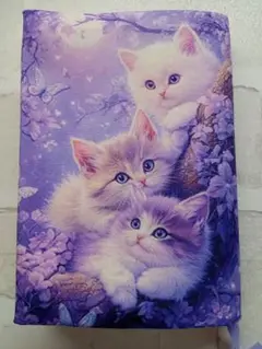 ブックカバー　幻想的な猫　紫　⑥