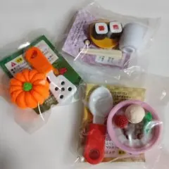 食べ物型消しゴムセット3個