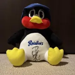 【タグ付き】つば九郎　サイン入り　お座り　ぬいぐるみ　大