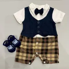 ベビー夏服 フォーマルロンパース 59cm ニューバランス 靴下 7-9cm
