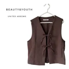 美品 BEAUTY&YOUTH リボンベスト ジレ ブラウン 重ね着 ブラウンのサムネイル