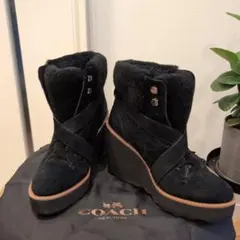 COACH (コーチ) 裏ボア　ムートン　ブーツ ブラック　レディース COACH (コーチ) 裏ボア ムートン ブーツ ブラック レディース