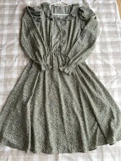 ハニーズ　C.O.L.Z.A 花柄　長袖ワンピース　グリーン系　S ひざ丈