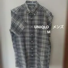 UNIQLO　Linen Blend 半袖チェックシャツ M　メンズ