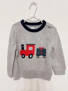 h&m トレイン刺繍 グレー ニットセーター