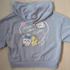 新品 しまむら ちいかわ バックプリント ハート パーカー 水色 120