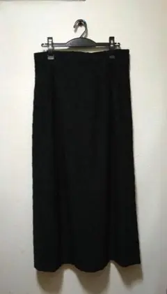 黒 花柄地模様フレアスカート ロング！日本製！2Lサイズ！