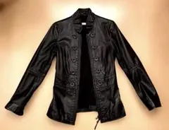 美品MAX & Co.ジップアップレザージャケット黒（7 〜9号/S〜M）