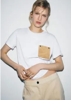 ZARA　コントラストポケットTシャツ　Sサイズ
