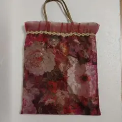 リバーシブル花柄シフォン トートバッグ