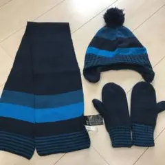 H&M マフラー・帽子・手袋セット ネイビー・青