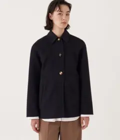 DES PRÉS ダブルフェイスシャギー　ブルゾン　コート　ネイビー　カシミヤ混