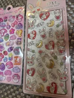 ２点セットうさぎとキャラクターの立体シールセット