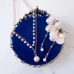 ウェディングアクセサリー ネックレス&ピアス 2点セット